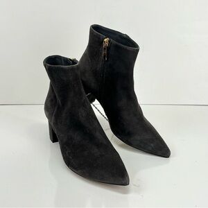 L’AGENCE Charcoal gray JEANNE suede pointed toe ankle boots size 38.5/8.5US
